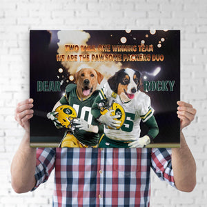 Posters, Prints, & Visual Artwork Dog Lovers - Greenbay Packers 2 Pets Football Canvas - Personalized Pet Poster Canvas Print