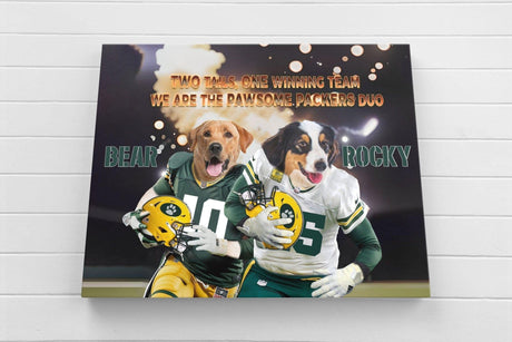 Posters, Prints, & Visual Artwork Dog Lovers - Greenbay Packers 2 Pets Football Canvas - Personalized Pet Poster Canvas Print