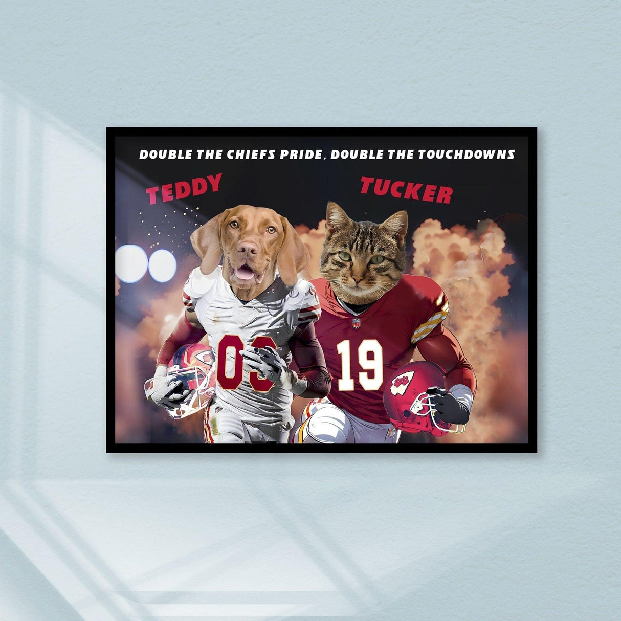 Posters, Prints, & Visual Artwork Dog Lovers - Kansas Chiefs 2 Pets Football Canvas - Personalized Pet Poster Canvas Print