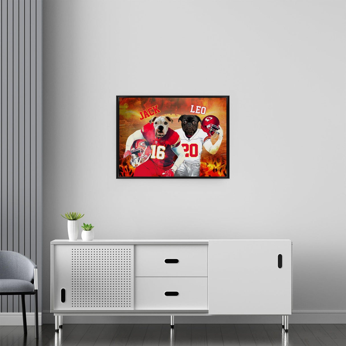 Posters, Prints, & Visual Artwork Dog Lovers - Kansas City Chiefs Football Team - Personalized Pet Poster Canvas Print