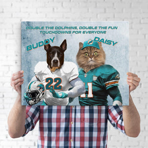 Posters, Prints, & Visual Artwork Dog Lovers - Miami Dolphins 2 Pets Canvas - Personalized Pet Poster Canvas Print