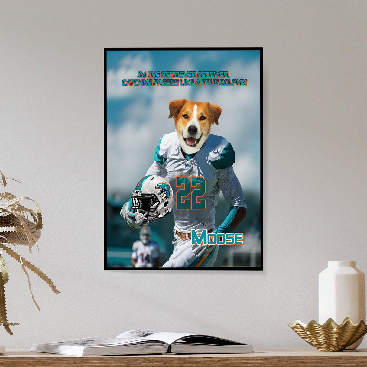 Posters, Prints, & Visual Artwork Dog Lovers - Miami Dolphins Football Canvas 2 - Personalized Pet Poster Canvas Print