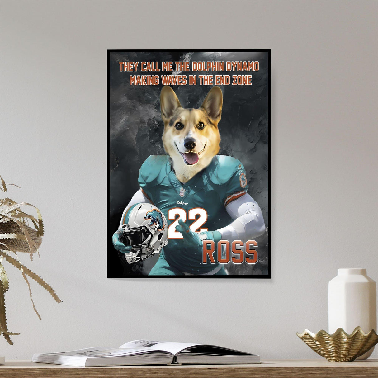 Posters, Prints, & Visual Artwork Dog Lovers - Miami Dolphins Football Canvas - Personalized Pet Poster Canvas Print