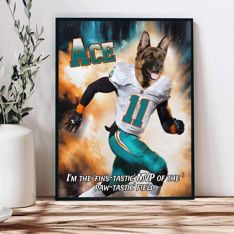 Posters, Prints, & Visual Artwork Dog Lovers - Miami Dolphins Football Canvas - Personalized Pet Poster Canvas Print