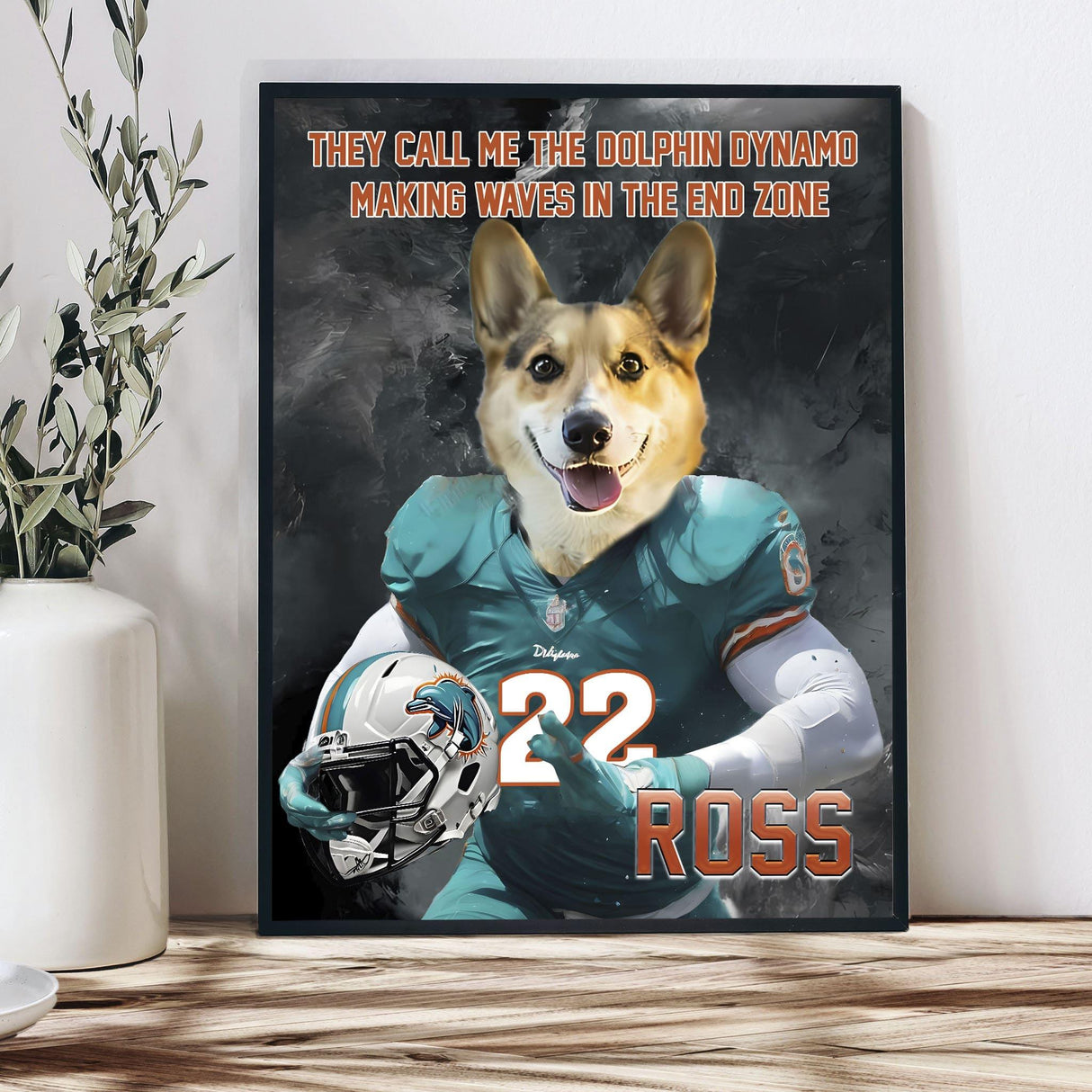 Posters, Prints, & Visual Artwork Dog Lovers - Miami Dolphins Football Canvas - Personalized Pet Poster Canvas Print