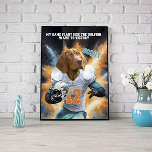 Posters, Prints, & Visual Artwork Dog Lovers - Miami Dolphins Football Canvas - Personalized Pet Poster Canvas Print