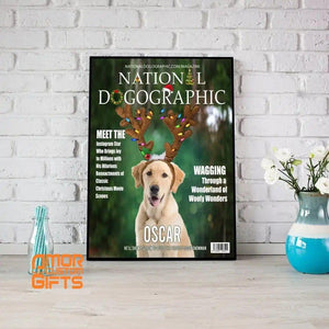 Posters, Prints, & Visual Artwork Dog Lovers - National Dogographic Dog Christmas Magazine - Personalized Pet Poster Canvas Print