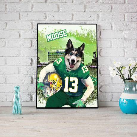 Posters, Prints, & Visual Artwork Dog Lovers - Notre Dame Green Jersey - Personalized Pet Poster Canvas Print