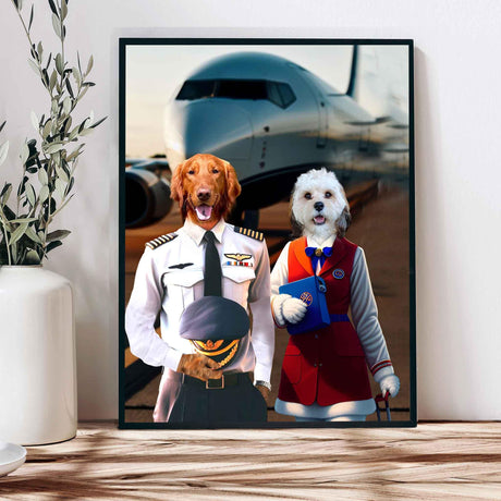 Posters, Prints, & Visual Artwork Dog Lovers - Pilot & Flight Attendant - Personalized Pet Poster Canvas Print