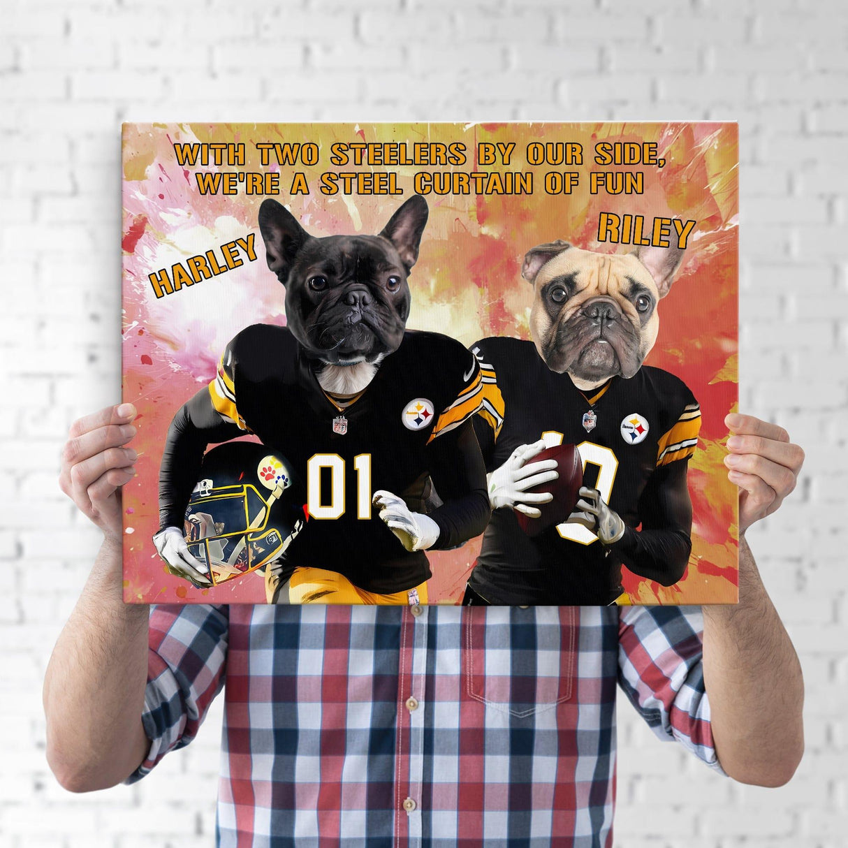 Posters, Prints, & Visual Artwork Dog Lovers - PITTSBURGH STEELERS Football Canvas 2 Pets - Personalized Pet Poster Canvas Print