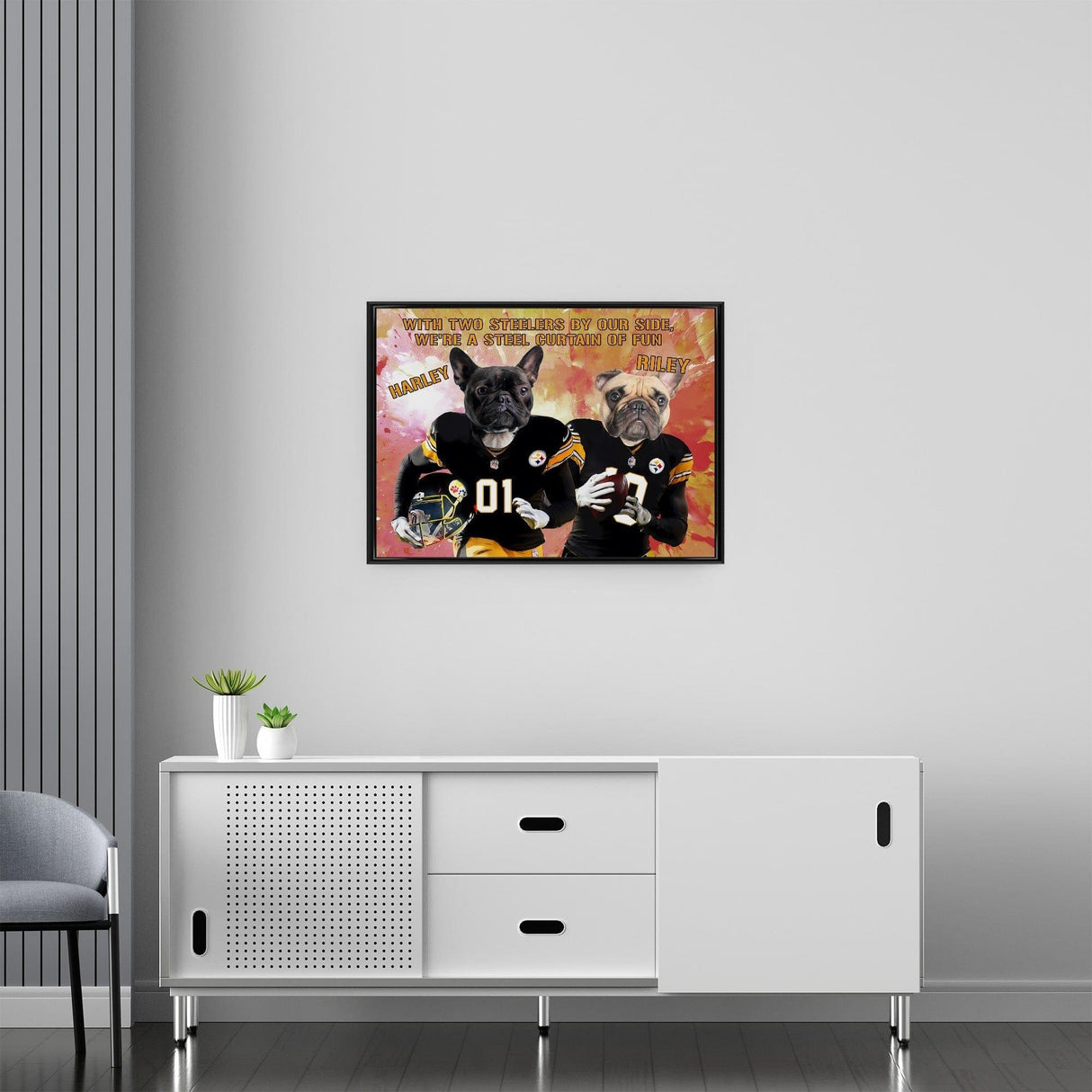 Posters, Prints, & Visual Artwork Dog Lovers - PITTSBURGH STEELERS Football Canvas 2 Pets - Personalized Pet Poster Canvas Print