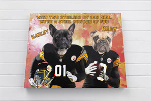 Posters, Prints, & Visual Artwork Dog Lovers - PITTSBURGH STEELERS Football Canvas 2 Pets - Personalized Pet Poster Canvas Print