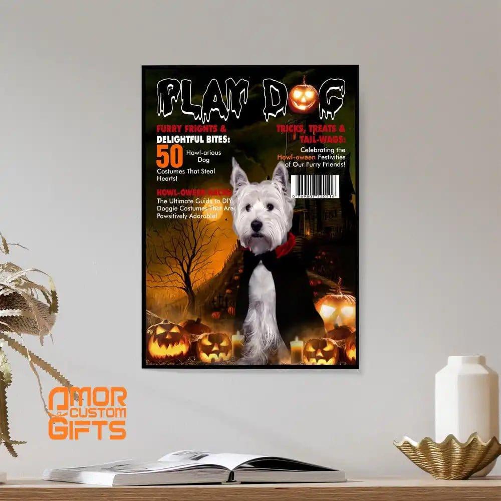 Posters, Prints, & Visual Artwork Dog Lovers - Playdog Halloween Magazine - Personalized Pet Poster Canvas Print