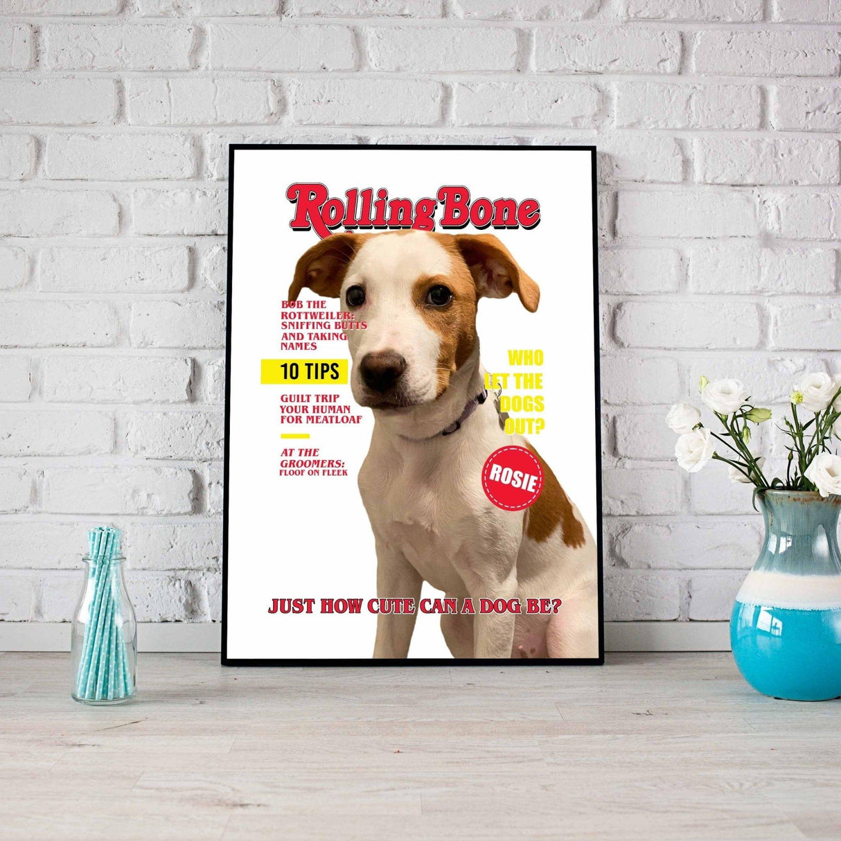 Posters, Prints, & Visual Artwork Dog Lovers - Rolling Bone 2 - Personalized Pet Poster Canvas Print