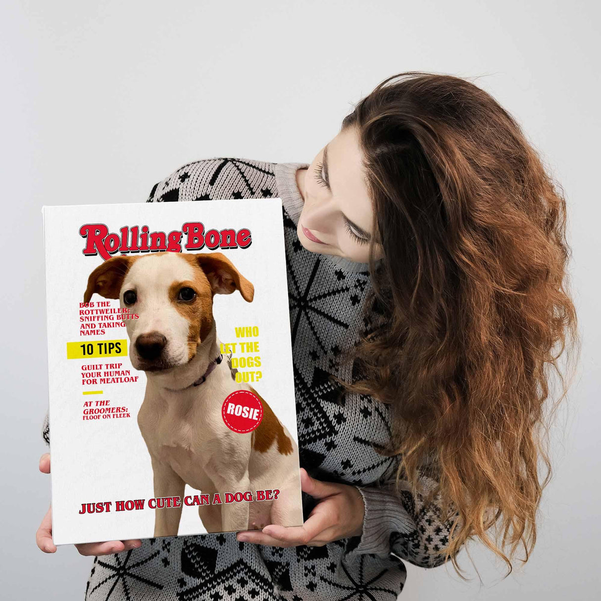 Posters, Prints, & Visual Artwork Dog Lovers - Rolling Bone 2 - Personalized Pet Poster Canvas Print