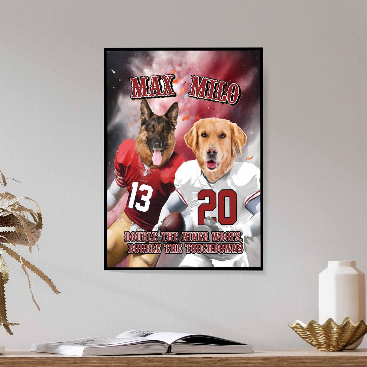 Posters, Prints, & Visual Artwork Dog Lovers - San Francisco 2 Pets Football Canvas - Personalized Pet Poster Canvas Print