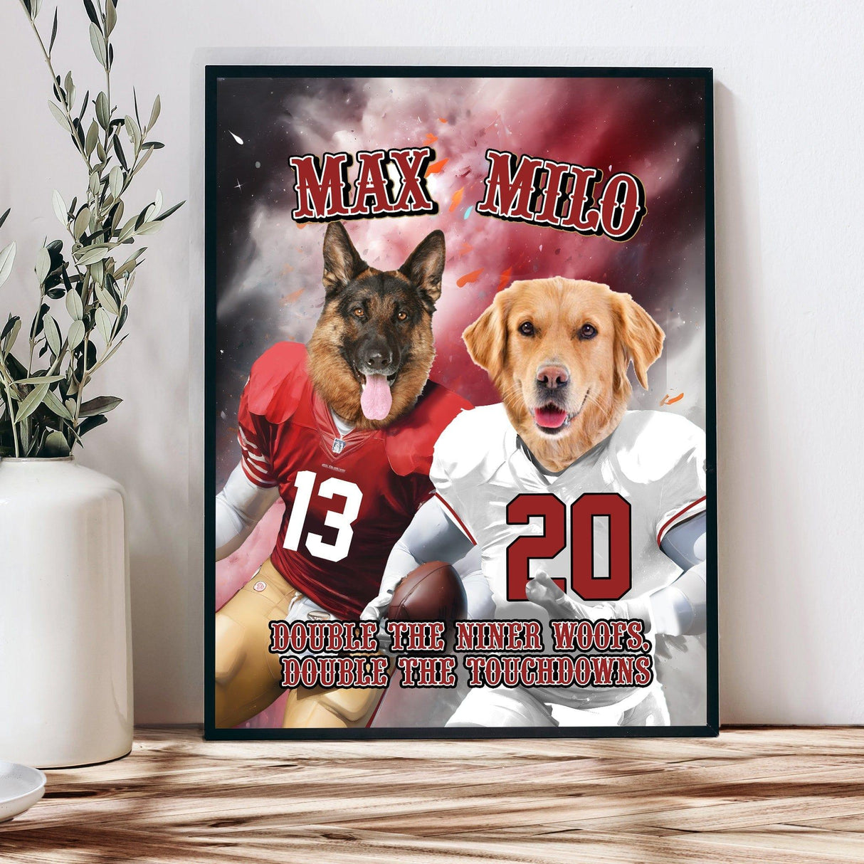 Posters, Prints, & Visual Artwork Dog Lovers - San Francisco 2 Pets Football Canvas - Personalized Pet Poster Canvas Print