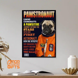 Posters, Prints, & Visual Artwork Dog Lovers - Space Dog Pawstronaut Magazine 1 - Personalized Pet Poster Canvas Print