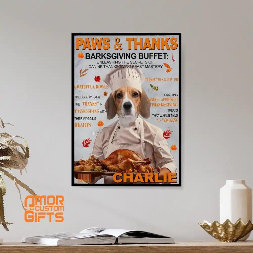 Posters, Prints, & Visual Artwork Dog Lovers - Thanksgiving Dog Chef - Personalized Pet Poster Canvas Print