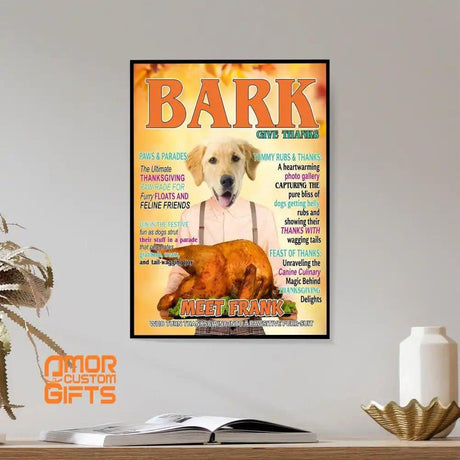 Posters, Prints, & Visual Artwork Dog Lovers - Thanksgiving Dog Turkey - Personalized Pet Poster Canvas Print