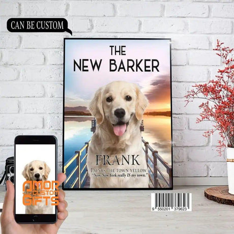 Posters, Prints, & Visual Artwork Dog Lovers - The New Barker - Personalized Pet Poster Canvas Print