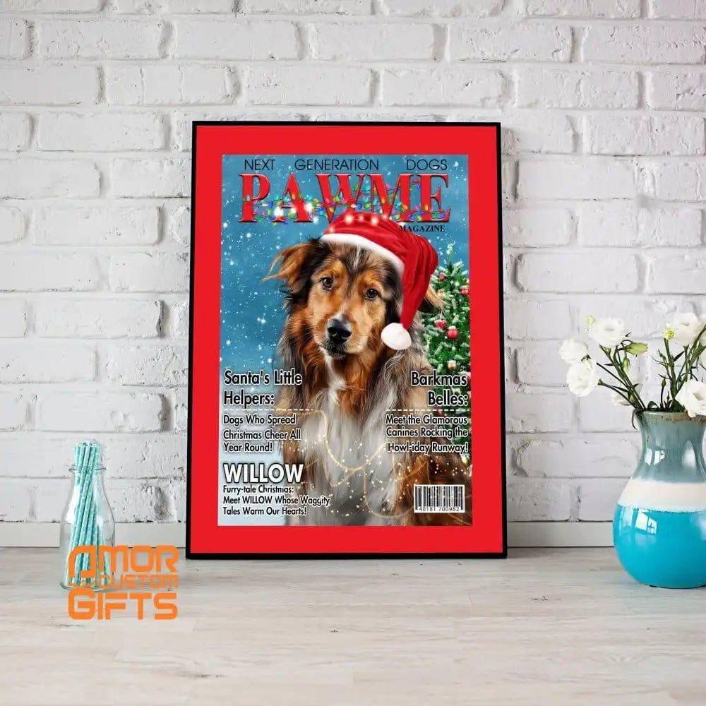 Posters, Prints, & Visual Artwork Dog Lovers - Time Xmas Pawme Magazine - Personalized Pet Poster Canvas Print