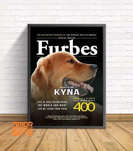 Posters, Prints, & Visual Artwork 'Furbes' 2 Personalized Pet Poster Canvas Print | Personalized Dog Cat Prints | Magazine Covers | Custom Pet Portrait from Photo | Personalized Gifts for Dog Mom or Dad, Pet Memorial Gift