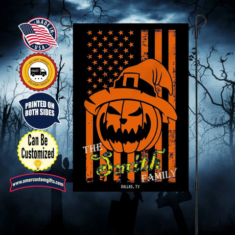 Yard Signs & Flags Halloween Holiday Garden House Flag, SPECIAL 2 SIDE PRINTINGS, Custom Garden House Flag, Custom Your Family's Name Flag