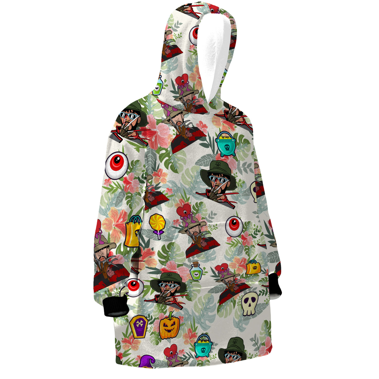 Personalized Snug Oversized Sherpa Wearable Bad Rabbit Bunny On Elm St Halloween Hoodie Blanket