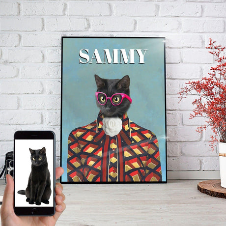 Posters, Prints, & Visual Artwork Luxury Cat Wearing Glasses Personalized Pet Poster Canvas Print | Personalized Dog Cat Prints | Magazine Covers | Custom Pet Portrait from Photo | Personalized Gifts for Cat Mom or Dad, Pet Memorial Gift