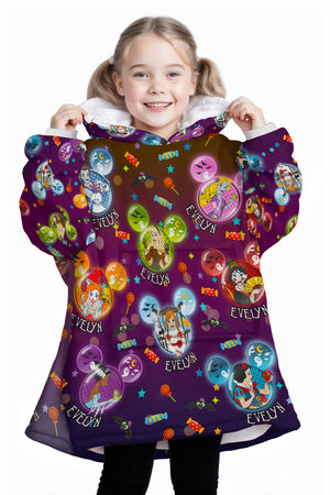 Personalized Snug Oversized Sherpa Wearable Princess Horror Movie Characters Halloween Hoodie Blanket