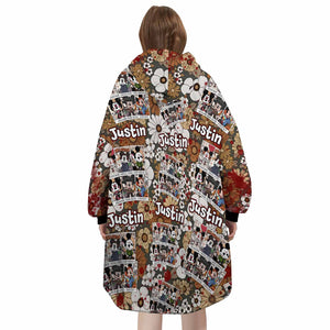 Personalized Snug Oversized Sherpa Wearable Magic Mouse Horror Movie Characters Tarot Cards Reto Halloween Hoodie Blanket