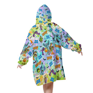 Personalized Snug Oversized Sherpa Wearable Monsters Inc Halloween Hoodie Blanket