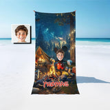 Custom Face & Name Cartoon Mouse Cosplay Camping Boy Beach Towel