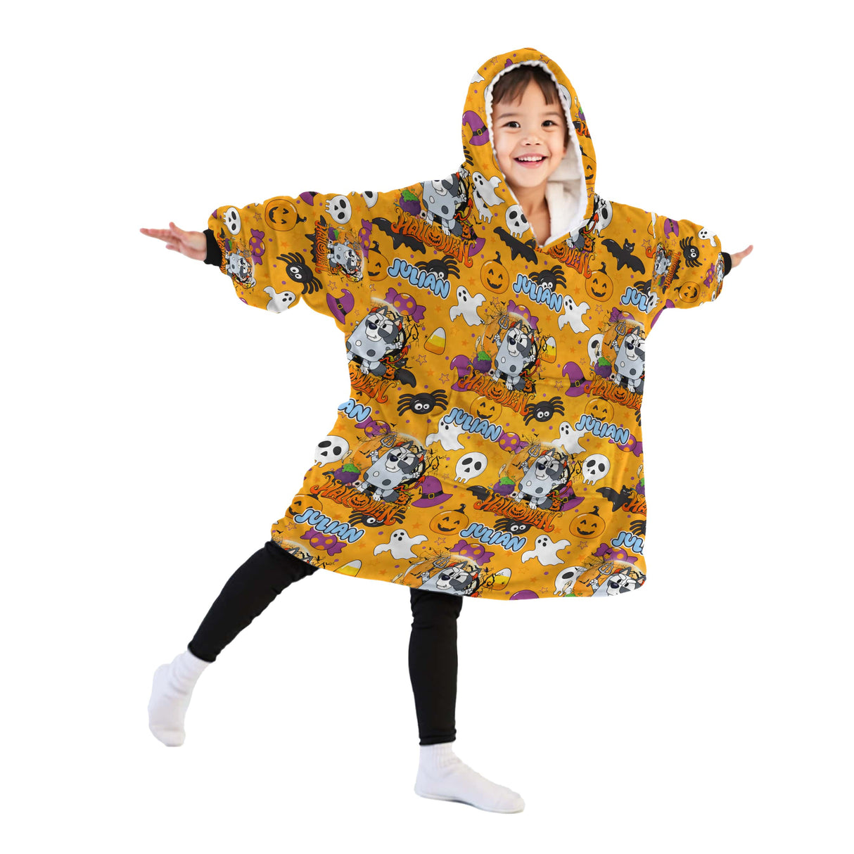 Personalized Snug Oversized Sherpa Wearable Blue Heeler Dog Baby Boy's Halloween Hoodie Blanket