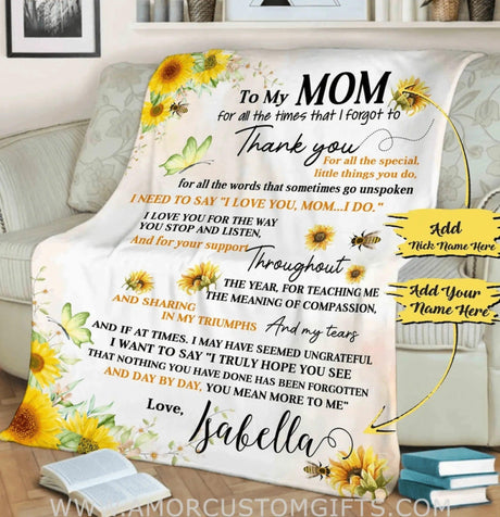 Blanket Mother's Day Gift To My Mom I Love You Customized Blanket, Gift For Mama, Custom Gift For Birthday Personalized Gift For Mom