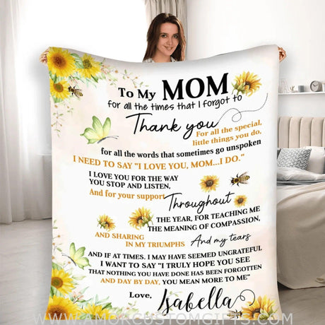 Blanket Mother's Day Gift To My Mom I Love You Customized Blanket, Gift For Mama, Custom Gift For Birthday Personalized Gift For Mom