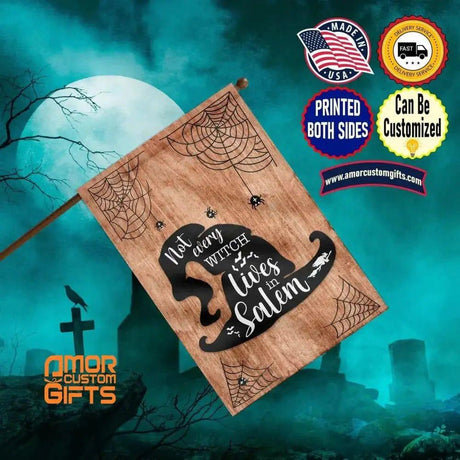 Yard Signs & Flags Not Every Witch Lives In Salem Garden House Flag, SPECIAL 2 SIDE PRINTINGS, Custom Halloween Garden House Flag