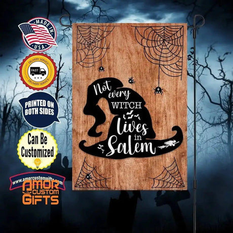 Yard Signs & Flags Not Every Witch Lives In Salem Garden House Flag, SPECIAL 2 SIDE PRINTINGS, Custom Halloween Garden House Flag