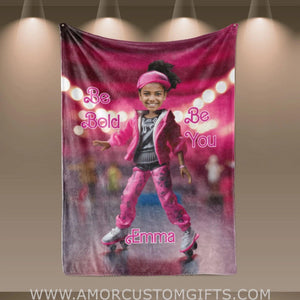 Blankets Personalized African Fashion Doll Skating 2 Blanket | Custom Name & Face Girl Blanket