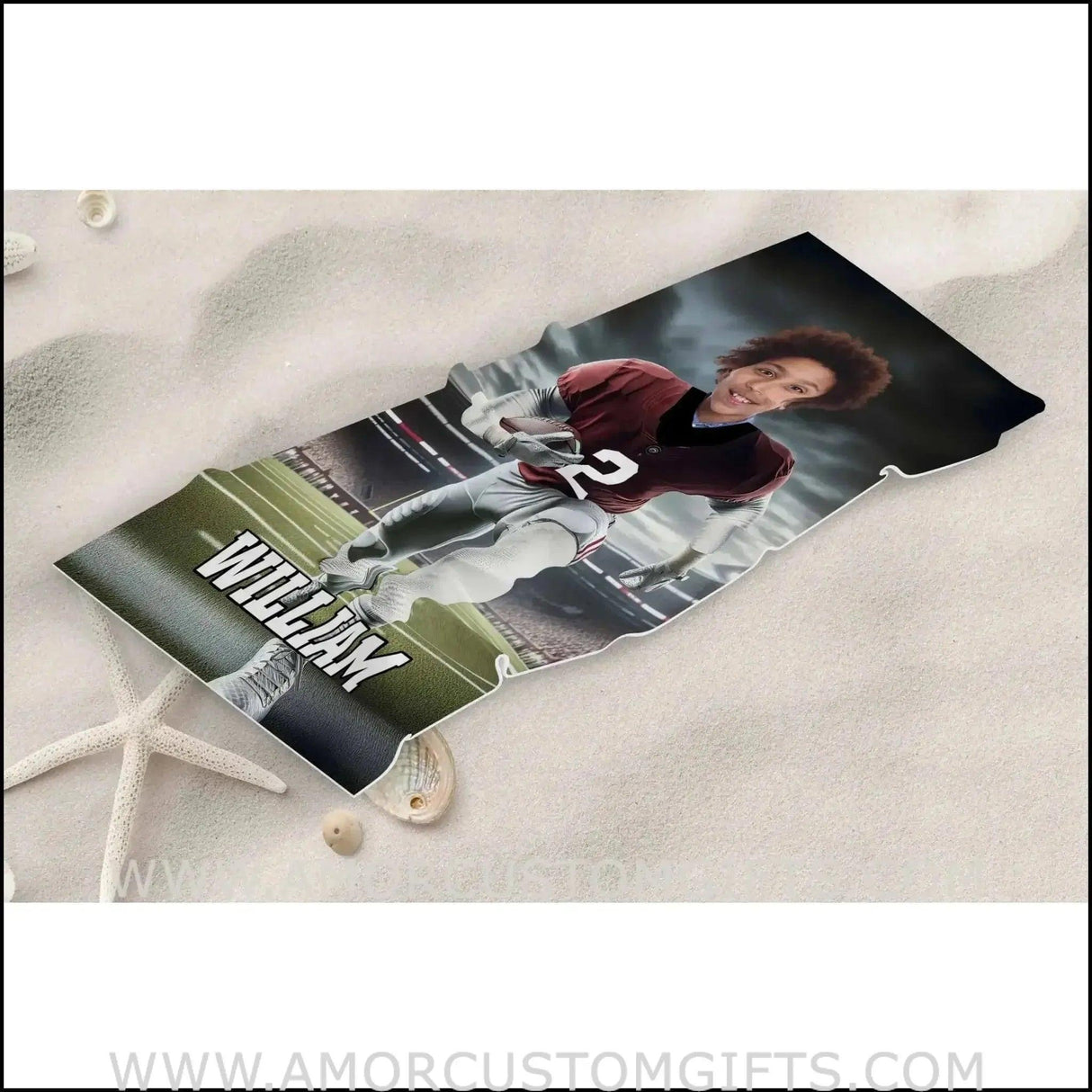 Towels Personalized NCAA Alabama Football Boy Crimson Tide Photo Beach Towel | Customized Name & Face Boy Towel