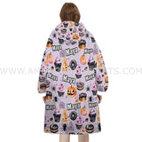 Personalized Anime Cat Halloween Snug Oversized Wearable Hoodie Blanket-Hoodie Blanket-Amor Custom Gifts