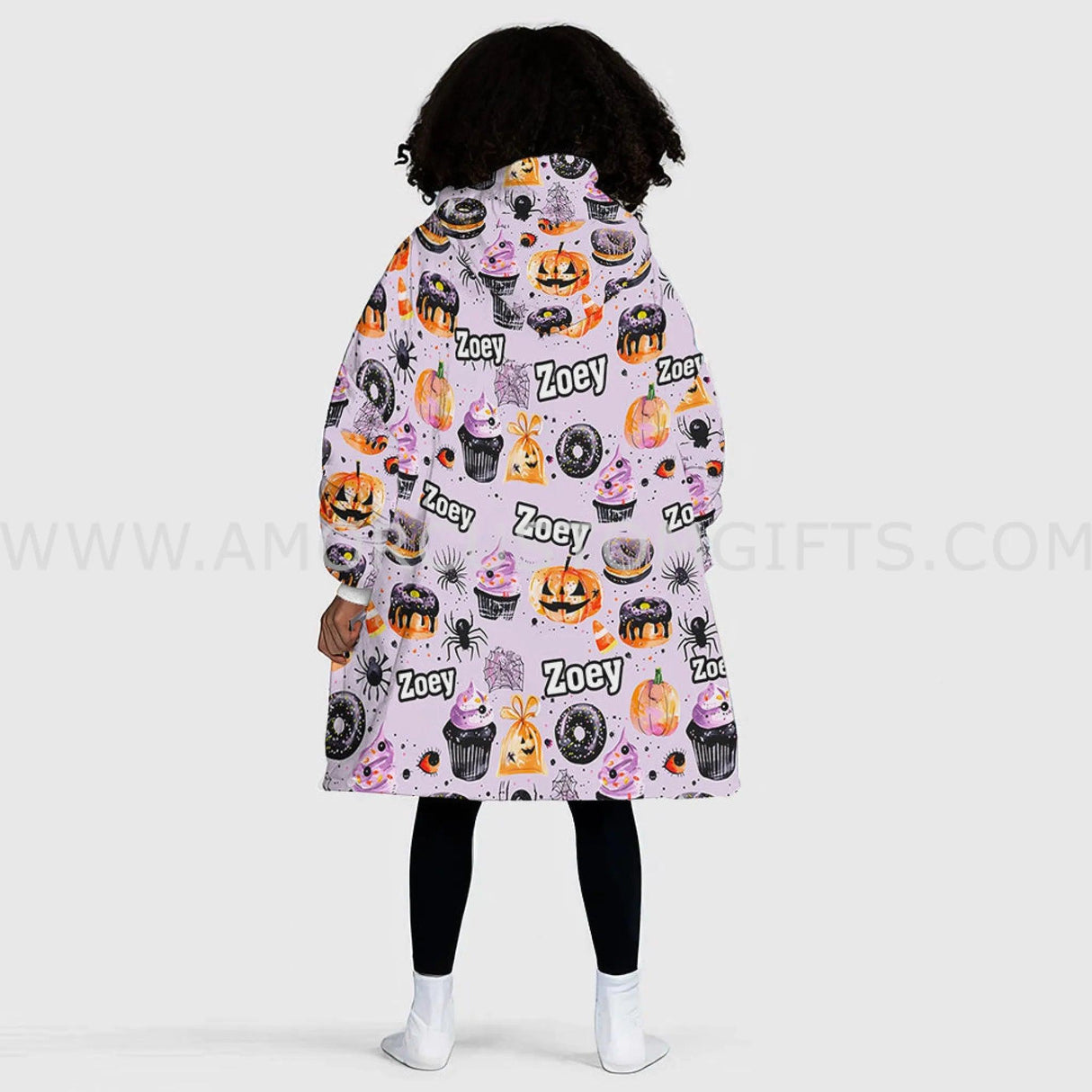 Personalized Anime Cat Halloween Snug Oversized Wearable Hoodie Blanket-Hoodie Blanket-Amor Custom Gifts