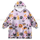 Personalized Anime Cat Halloween Snug Oversized Wearable Hoodie Blanket-Hoodie Blanket-Amor Custom Gifts