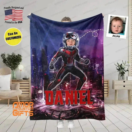 Blankets Personalized Ant Boy Blanket | Custom Face & Name Ant Boy Blanket