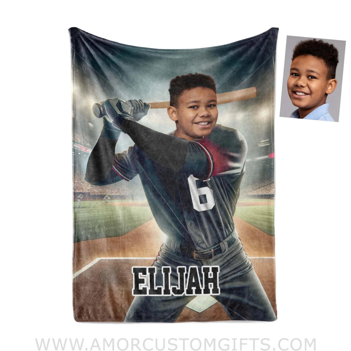 Blankets Personalized MLB Arizona Baseball Boy Diamondbacks Photo Blanket | Custom Name & Face Boy Blanket