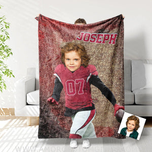 Blankets Personalized Arizona Football Boy Blanket | Custom Face & Name Football Boys Blanket