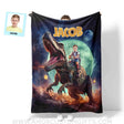 Blankets Personalized Astronaut Dino Blanket | Custom Face & Name Blanket For Boys