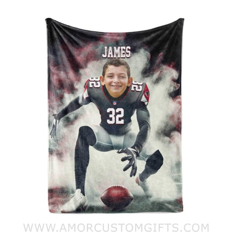 Blankets Personalized Atlanta Football Boy Falcons Photo Blanket | Custom Name & Face Boy Blanket