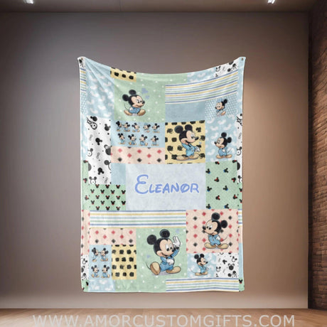 Blankets Personalized Baby Micky Blanket | Custom Name Blanket For Baby Boy Girl